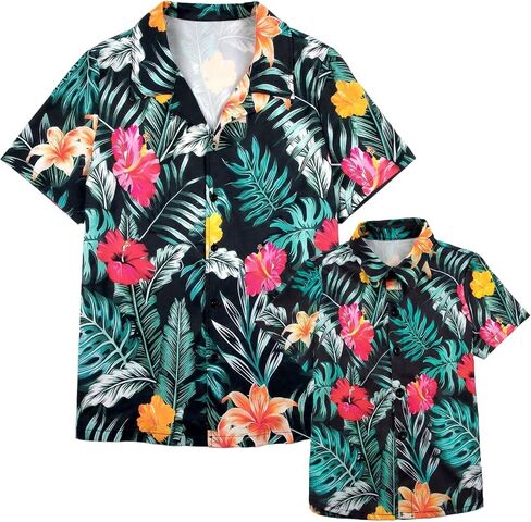 Dad and Son Matching Shirts Hawaiian Father and Son Matching Shirt Family Matching Outfits Tops in Kuwait