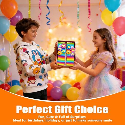 Crazy Socks for Kids Girls 3-12 Years – Rainbow Knee High Socks with 3D Plush Smiling Flowers, Silly Wacky Colorful Socks for Crazy Sock Day Birthday Gifts in Saudi Arabia