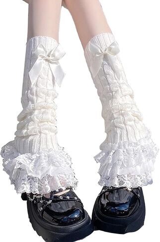 Lolita Bow Lace Plush Leg Covers Stacked Socks Leg Warmers for Girls in Kuwait