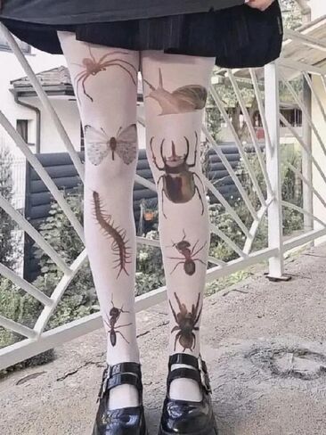 Funky Patterned Tights Y2k Whimsy Twee Stockings Y2k Colorful Fun Tights 2000s Grunge Whimsical Accessories in Kuwait
