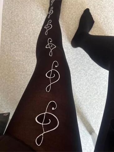Funky Patterned Piano Tights Y2k Whimsy Twee Alt Fun Music Note Stockings 2000s Emo Grunge Harajuku Accessories in Kuwait