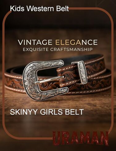 URAMAN Kids Western Skinny Belt Vintage Thin Belt for Boys Girls Cowboy Cowgirl Country Concert Party Birthday Gift in Saudi Arabia