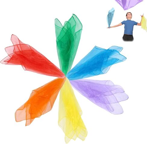 6 Colorful Juggling Scarves, 60x60cm Dance Props, Performance & Play in Kuwait