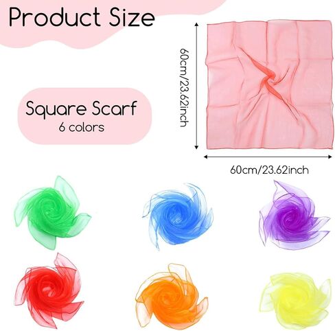 6 Colorful Juggling Scarves, 60x60cm Dance Props, Performance & Play in Kuwait
