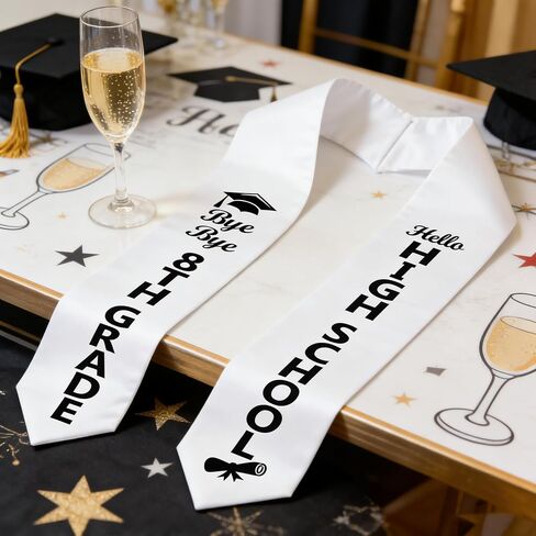 8TH Grade Graduation Stole Class of 2026, 8TH Grade Grad Sash, 8th Grade Graduation Decorations 2026, Bye Bye 8TH Grade Hello High School, Middle School Grad Stole Party Supplies in Kuwait