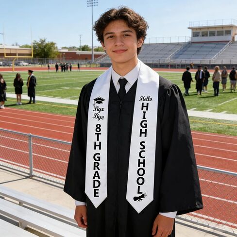 8TH Grade Graduation Stole Class of 2026, 8TH Grade Grad Sash, 8th Grade Graduation Decorations 2026, Bye Bye 8TH Grade Hello High School, Middle School Grad Stole Party Supplies in Kuwait