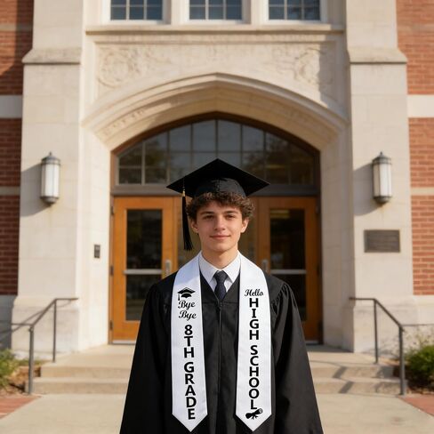 8TH Grade Graduation Stole Class of 2026, 8TH Grade Grad Sash, 8th Grade Graduation Decorations 2026, Bye Bye 8TH Grade Hello High School, Middle School Grad Stole Party Supplies in Kuwait