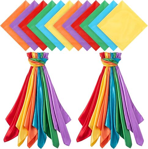 Sosation 24 Pcs 24 Inch Sensory Play Scarves Multicolor Dance & Music Scarves Juggling Scarf for Adults Elderly Rhythm Band Movement Scarf Soft Imitation Silk for Square Dance Magic Trick Accessories in Kuwait