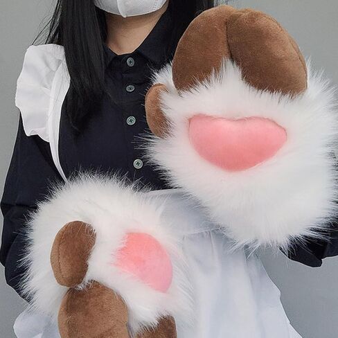 Halloween Cosplay Sheep Hoof Shape Gloves Full Finger Mitten Cute Carnivals Outdoor Plush for Girls Sheep Hoof in Saudi Arabia