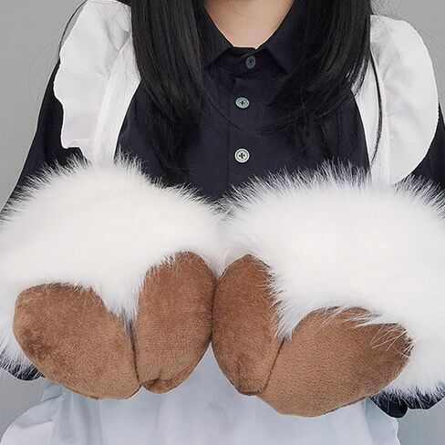 Halloween Cosplay Sheep Hoof Shape Gloves Full Finger Mitten Cute Carnivals Outdoor Plush for Girls Sheep Hoof in Saudi Arabia