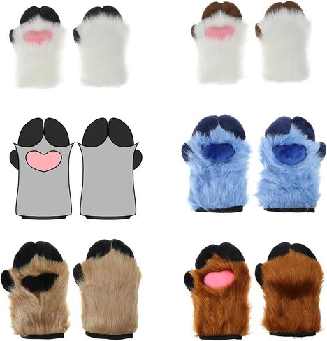 Halloween Cosplay Sheep Hoof Shape Gloves Full Finger Mitten Cute Carnivals Outdoor Plush for Girls Sheep Hoof in Saudi Arabia