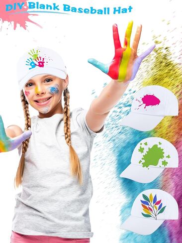 56 Pcs Kids White Baseball Caps Summer Baseball Hat DIY Blank Baseball Cap Bulk for Painting Art Craft Outdoor Sports in Kuwait