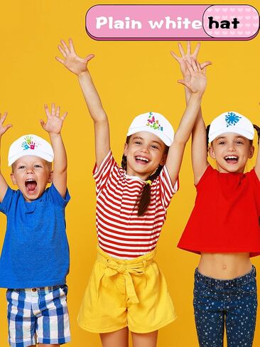 56 Pcs Kids White Baseball Caps Summer Baseball Hat DIY Blank Baseball Cap Bulk for Painting Art Craft Outdoor Sports in Kuwait