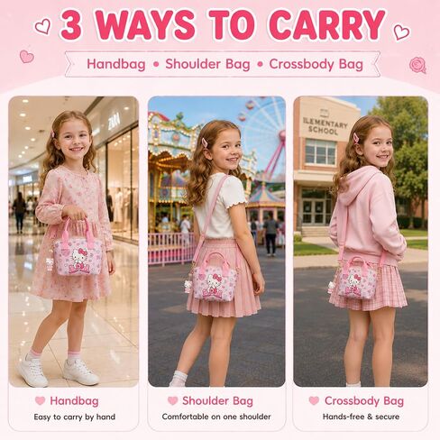 Cute Mini Pink Crossbody Bag with Keychain – Soft PU Leather Shoulder Messenger Purse for Women & Girls in Saudi Arabia