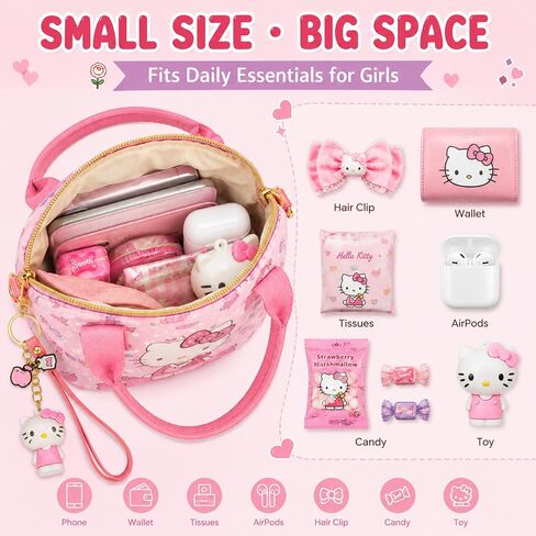 Cute Mini Pink Crossbody Bag with Keychain – Soft PU Leather Shoulder Messenger Purse for Women & Girls in Saudi Arabia
