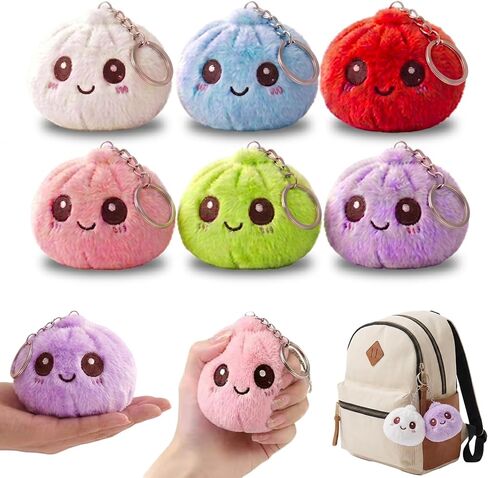 6 Pack Cute Plush Dumpling Keychain - Dumpling Stuffed Toy Keyring for Bag, Backpack - Kawaii Mini Plushie Gift for Kids, Teens - Halloween Trick or Treat Party Favors in Saudi Arabia