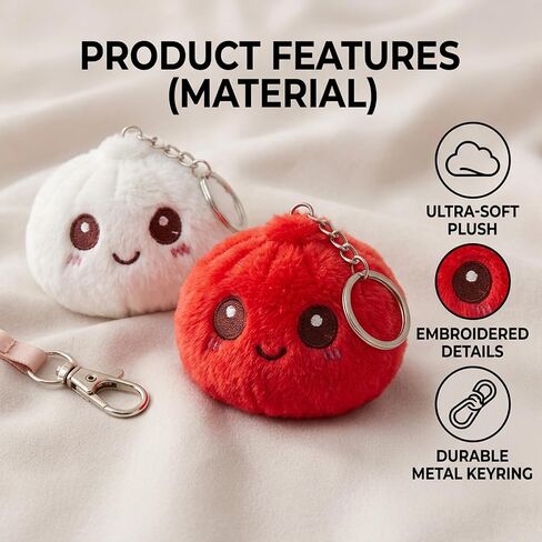 6 Pack Cute Plush Dumpling Keychain - Dumpling Stuffed Toy Keyring for Bag, Backpack - Kawaii Mini Plushie Gift for Kids, Teens - Halloween Trick or Treat Party Favors in Saudi Arabia