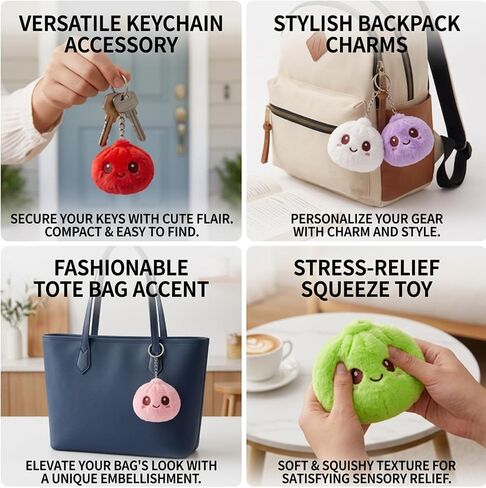 6 Pack Cute Plush Dumpling Keychain - Dumpling Stuffed Toy Keyring for Bag, Backpack - Kawaii Mini Plushie Gift for Kids, Teens - Halloween Trick or Treat Party Favors in Saudi Arabia