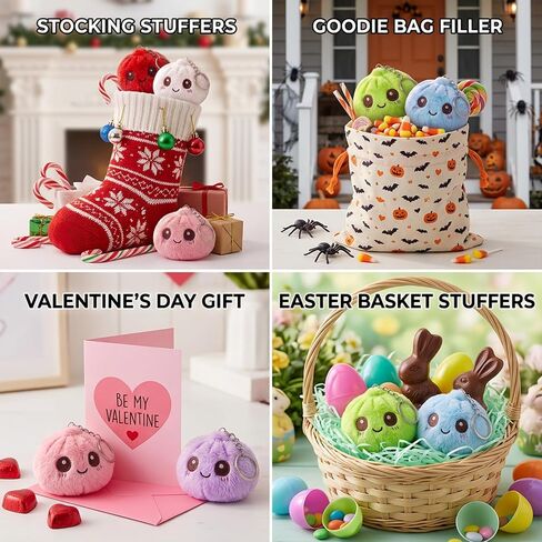 6 Pack Cute Plush Dumpling Keychain - Dumpling Stuffed Toy Keyring for Bag, Backpack - Kawaii Mini Plushie Gift for Kids, Teens - Halloween Trick or Treat Party Favors in Saudi Arabia