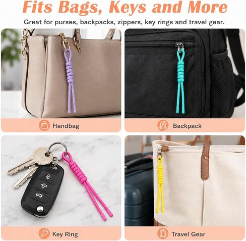 Paracord Keychain,10Pcs Rope Keychain,Paracord Bag Charm for Purse Handbag Decoration Accessories,10 Colors. in Saudi Arabia