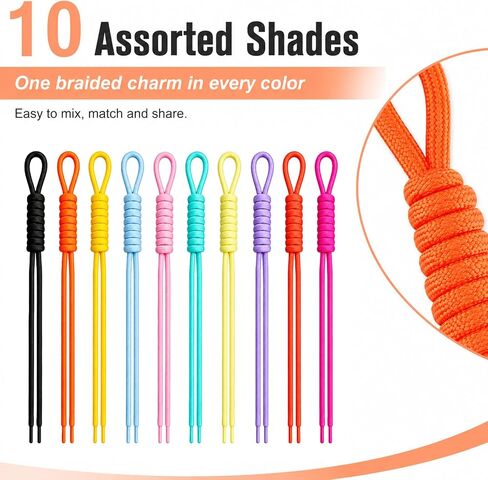 Paracord Keychain,10Pcs Rope Keychain,Paracord Bag Charm for Purse Handbag Decoration Accessories,10 Colors. in Saudi Arabia
