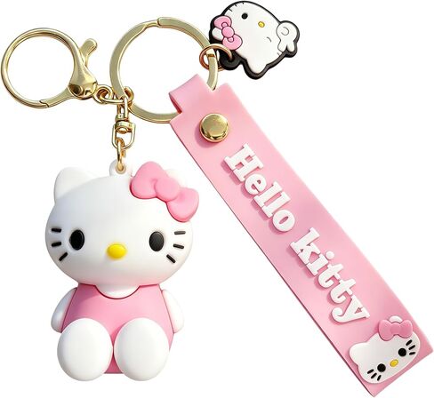 Cartoon Kitty Keychains for Girls, Anime Kawaii Keychain, Cute Backpack Key Key Chain Accessories Wristlet Chain Car Charms in Kuwait
