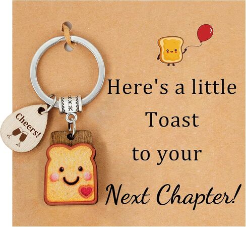 PEALICIOUS Toast Keychain for Girls, New Beginnings Gifts Next Chapter, Love Engagement Housewarming Birthday New Job Gifts in Kuwait