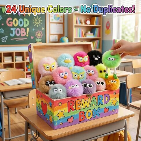Niskite Treasure Box Toys for Classroom: 24Pcs Cute Plush Keychains - Highly Motivating Student Rewards For Teachers - Premium Class Prize For The Entire Semester in Saudi Arabia