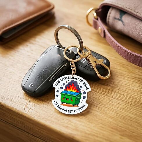 (3pcs) “This Little Light of Mine I’m Gonna Let It Shine" Funny Dumpster Fire Keychain Set, 2.5 Inch Acrylic Meme Keyrings Cute Durable Charms for Keys, Bags, Novelty Gift Idea for Adults Teens in Saudi Arabia