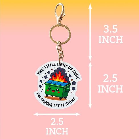 (3pcs) “This Little Light of Mine I’m Gonna Let It Shine" Funny Dumpster Fire Keychain Set, 2.5 Inch Acrylic Meme Keyrings Cute Durable Charms for Keys, Bags, Novelty Gift Idea for Adults Teens in Saudi Arabia