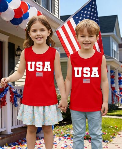 Family Matching USA Shirt American Flag 4th of July Tank Top Boys Girls Patriotic Womens Mens Vest Tee in Saudi Arabia