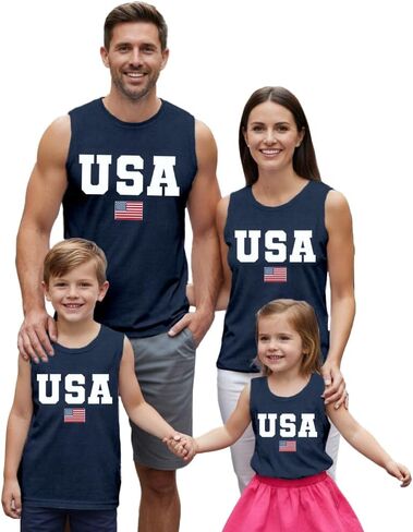 Family Matching USA Shirt American Flag 4th of July Tank Top Boys Girls Patriotic Womens Mens Vest Tee in Saudi Arabia