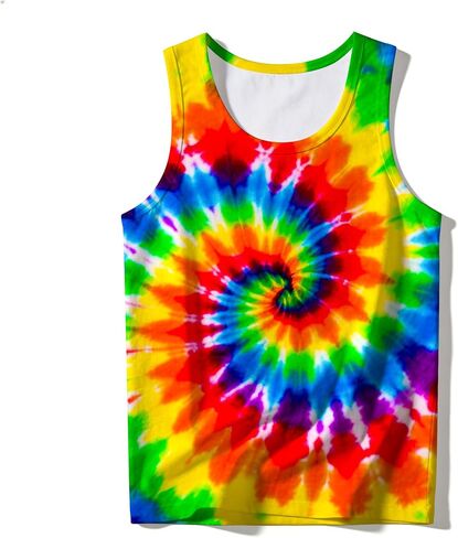 Kids Cute Animal Tie Dye Tank Tops Funny Retro Crew Neck Sleeveless Undershirt Size 5-14 in Kuwait