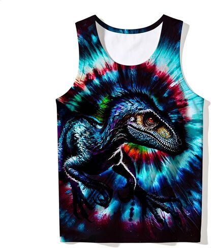 Kids Cute Animal Tie Dye Tank Tops Funny Retro Crew Neck Sleeveless Undershirt Size 5-14 in Kuwait