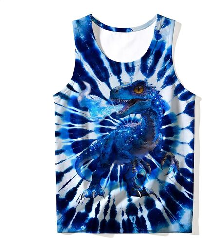 Kids Cute Animal Tie Dye Tank Tops Funny Retro Crew Neck Sleeveless Undershirt Size 5-14 in Kuwait