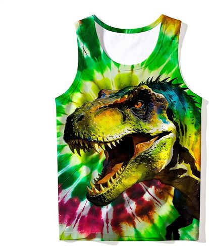 Kids Cute Animal Tie Dye Tank Tops Funny Retro Crew Neck Sleeveless Undershirt Size 5-14 in Kuwait