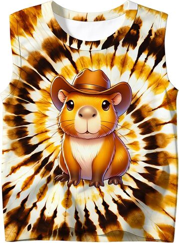 Kids Tie Dye Tank Tops for Boys and Girls Outfit Clothes Sleeveless Shirts Hippies Tees for 5-14 Years in Saudi Arabia