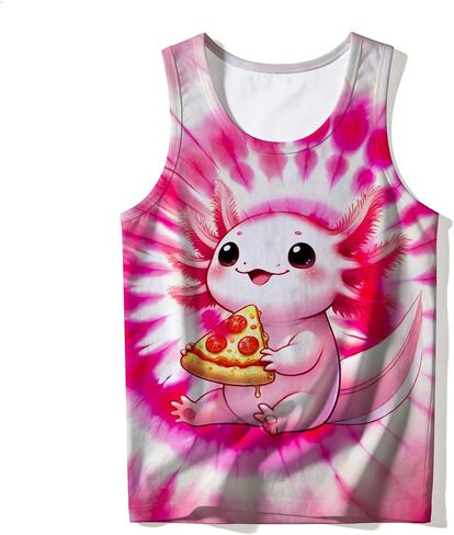 Kids Cute Animal Tie Dye Tank Tops Funny Retro Crew Neck Sleeveless Undershirt Size 5-14 in Kuwait