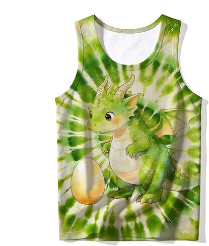Kids Cute Animal Tie Dye Tank Tops Funny Retro Crew Neck Sleeveless Undershirt Size 5-14 in Kuwait