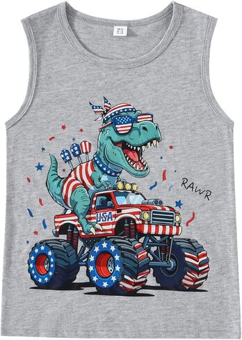 Toddler Boys 4th of July Tank Cotton Kids American Flag Shirts Patriotic Sleeveless Tees Top 2-7 Years in Saudi Arabia