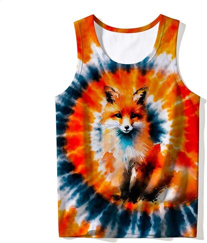 Kids Cute Animal Tie Dye Tank Tops Funny Retro Crew Neck Sleeveless Undershirt Size 5-14 in Kuwait