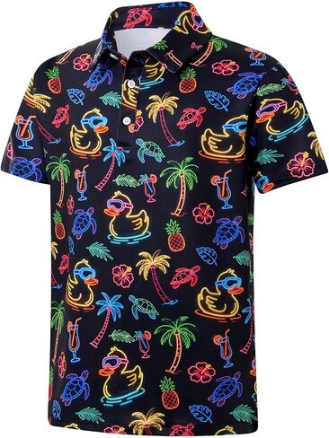 westwolf Boys Polo Shirt Short Sleeve Kids Golf Clothes Collared School Hawaiian Shirts Size 5-14 Years in Saudi Arabia