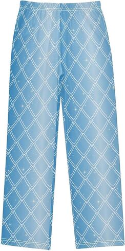 Snake Print Blue Glitter Shiny Pajama Pants Long Sleep Pant Soft PJ Bottoms Sleepwear Elastic Waist in Saudi Arabia