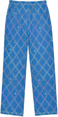 Snake Print Blue Glitter Shiny Pajama Pants Long Sleep Pant Soft PJ Bottoms Sleepwear Elastic Waist in Kuwait