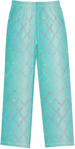 Snake Print Blue Glitter Shiny Pajama Pants Long Sleep Pant Soft PJ Bottoms Sleepwear Elastic Waist in Kuwait