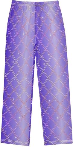 Snake Print Blue Glitter Shiny Pajama Pants Long Sleep Pant Soft PJ Bottoms Sleepwear Elastic Waist in Kuwait