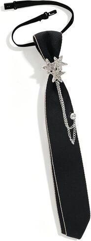 Fashion Tie for Women with Chain Pre-tied Adjustable Womens Ties Skinny Neckties for Women Party Daily School in Kuwait