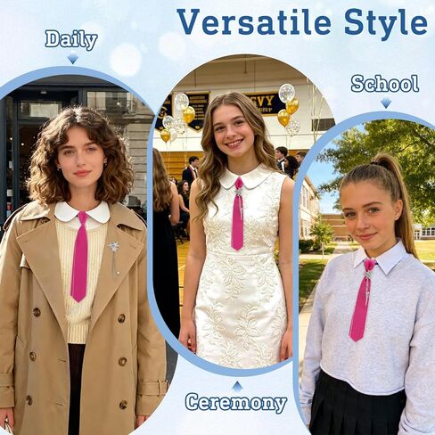 Fashion Tie for Women with Chain Pre-tied Adjustable Womens Ties Skinny Neckties for Women Party Daily School in Kuwait