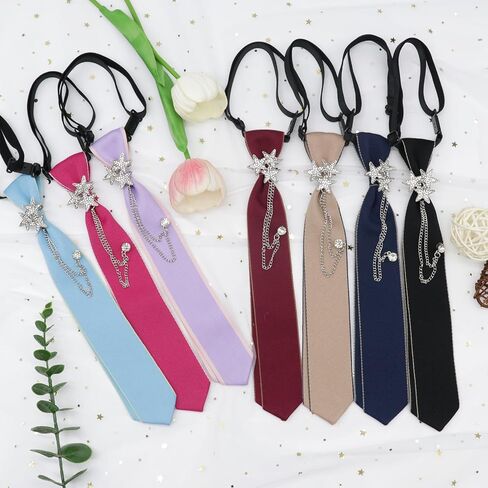 Fashion Tie for Women with Chain Pre-tied Adjustable Womens Ties Skinny Neckties for Women Party Daily School in Kuwait