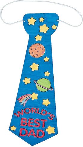 Fun Express Color Your Own Father's Day Tie Craft Kit (12 Count) - DIY Art & Crafts for Kids, Toddlers. Fun Personalized Handprint & Keepsakes for Dad, Grandpa - World’s Best Dad Design in Kuwait